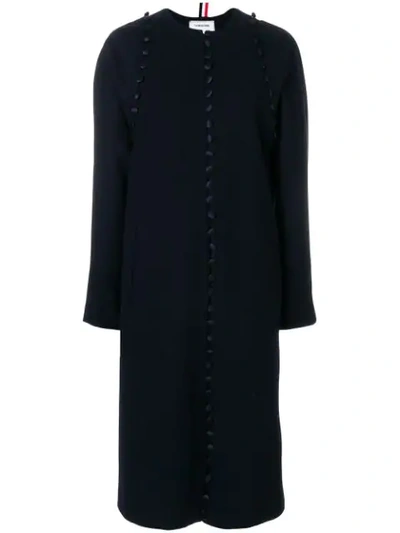 Shop Thom Browne Bridal Button Melton Overcoat - Blue