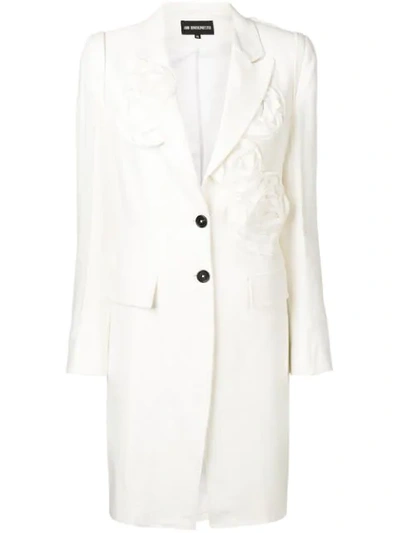 Shop Ann Demeulemeester Flower Appliqué Coat In White