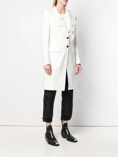 Shop Ann Demeulemeester Flower Appliqué Coat In White