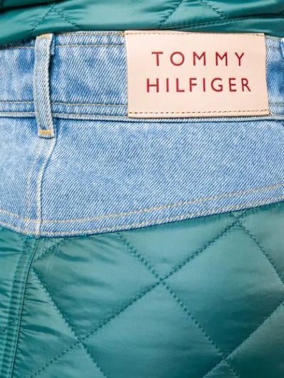 Shop Tommy Hilfiger Quilted Panel Denim Skirt In Blue