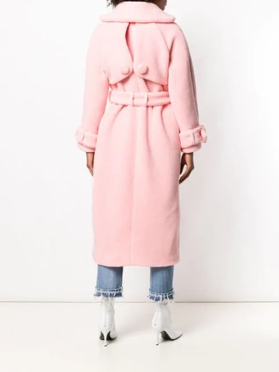 Shop Parlor Belted Single-breasted Coat In Pink