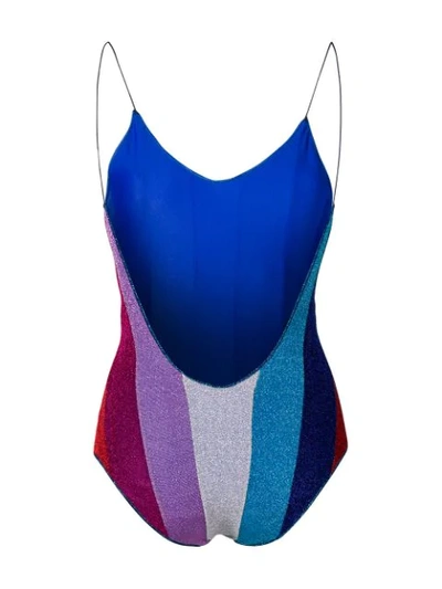 Shop Oseree Striped One Piece In Blue