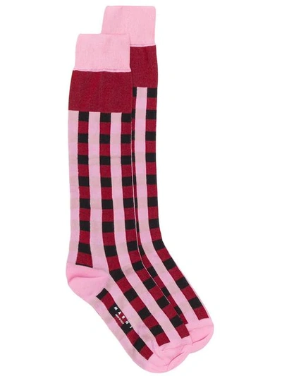 Shop Marni Square Pattern Socks In Pink