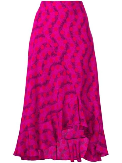 Shop Kenzo Wave Polka Skirt In Pink