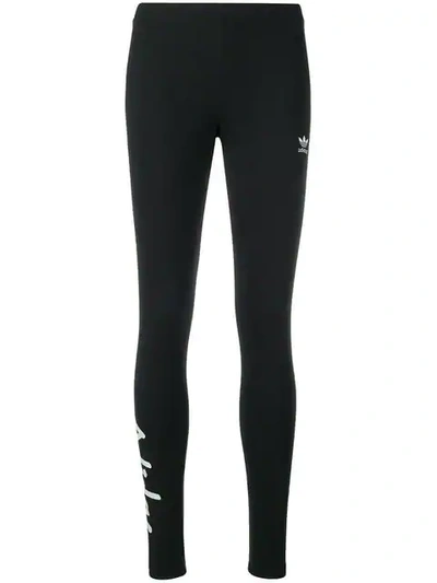 Shop Adidas Originals Contrast Logo Leggings In Black