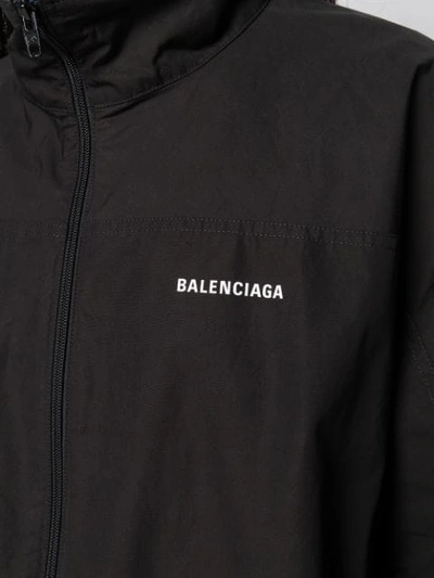 Shop Balenciaga Logo Print Zip-up Jacket In Black