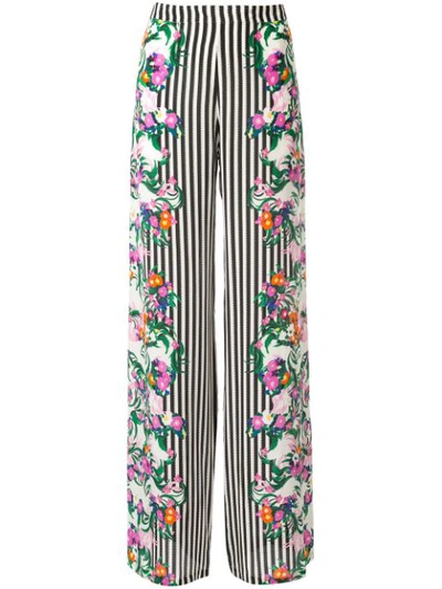 Shop Saloni Mixed Print Wide-leg Trousers - White