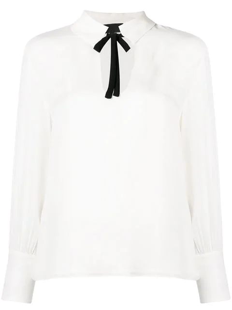 Nili Lotan Bluse Mit Schleifenkragen In White Modesens