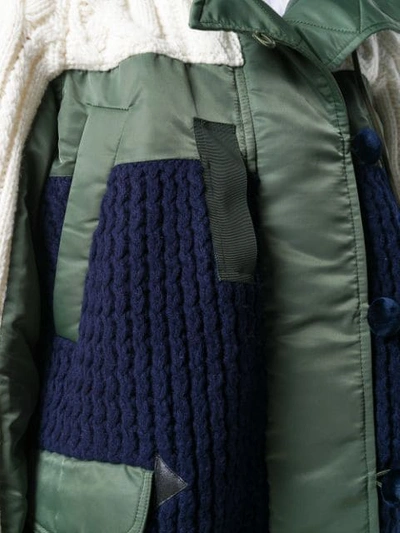 SACAI PANELLED KNIT JACKET - 绿色