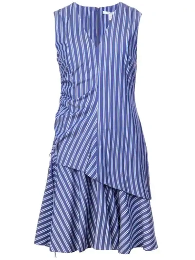 Shop Derek Lam 10 Crosby Sleeveless V-neck Ruched Dress - Blue