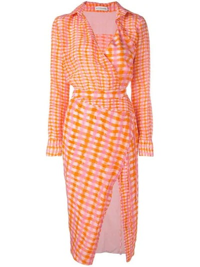 Shop Altuzarra Checked Fitted Shirt Dress In Pink