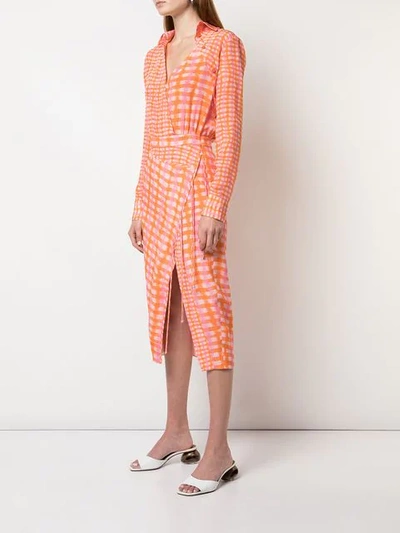 ALTUZARRA 格纹合身衬衫裙 - 粉色