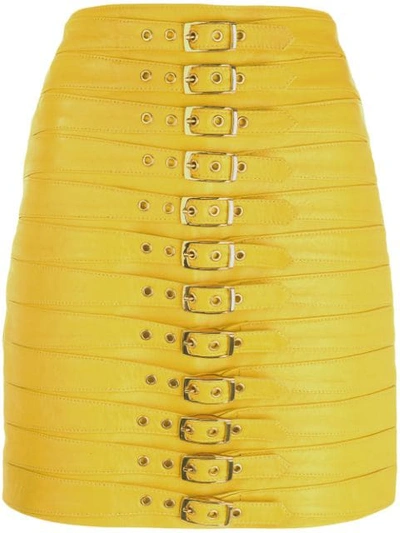 Shop Manokhi Buckle-detail Mini Skirt In Yellow