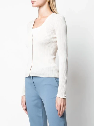 Shop Theory Ribbed Lightweight Cardigan In Neutrals