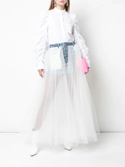 Shop Ben Taverniti Unravel Project Tulle Panel Denim Skirt In Blue