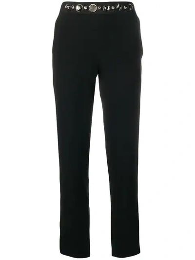 Shop Lanvin Crystal-embellished Slim-fit Trousers In Black