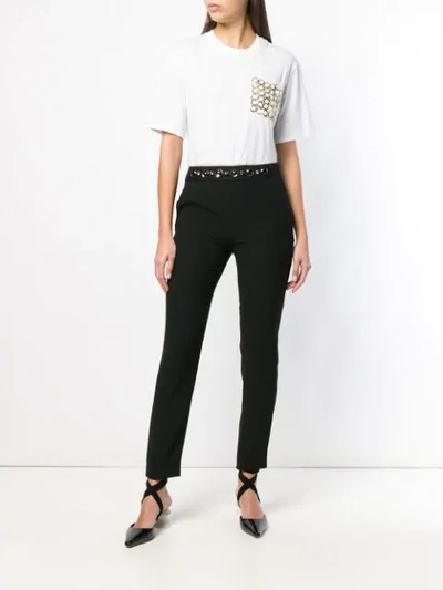 Shop Lanvin Crystal-embellished Slim-fit Trousers In Black