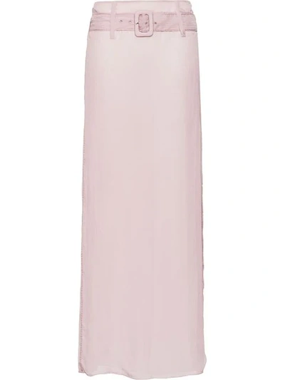 Shop Prada Chiffon Skirt In Pink