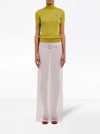 Shop Prada Chiffon Skirt In Pink