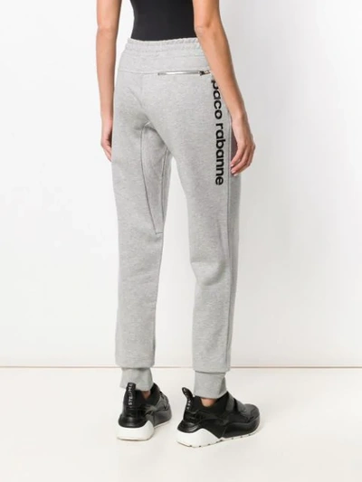 Shop Paco Rabanne Logo Embroidered Track Trousers In 050 Heather Grey