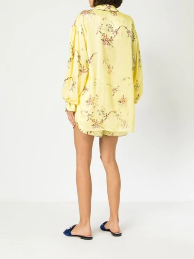 Shop Preen By Thornton Bregazzi Floral Print Pyjama Shirt In Lemon Garland