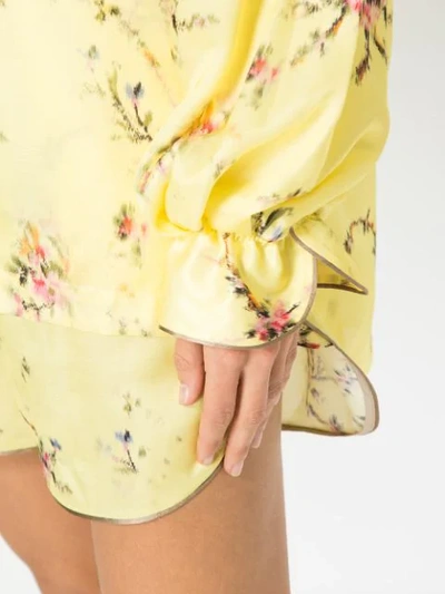 Shop Preen By Thornton Bregazzi Floral Print Pyjama Shirt In Lemon Garland