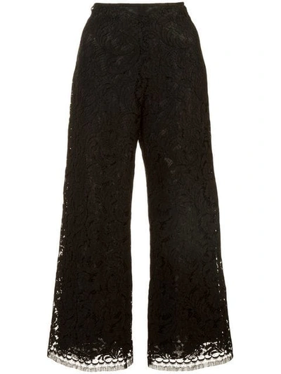 Shop Adam Lippes Corded Lace Cropped Trousers In Black