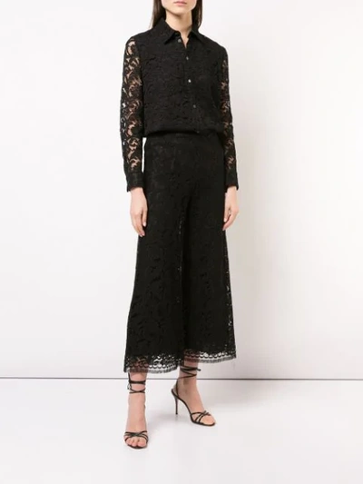 Shop Adam Lippes Corded Lace Cropped Trousers In Black