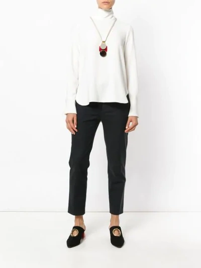 Shop Alberto Biani Tie Collar Top In White