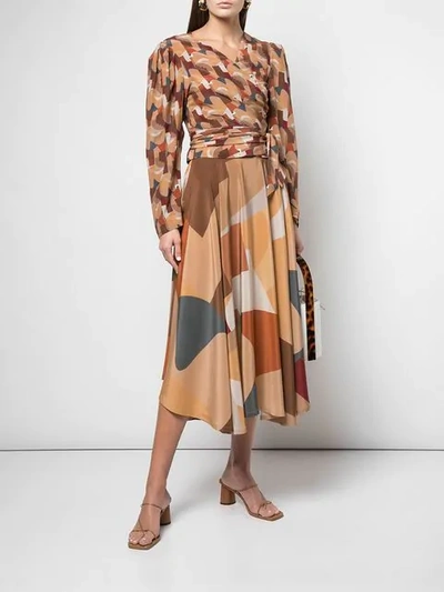 Shop Lhd Abstract Wrap Top In Brown