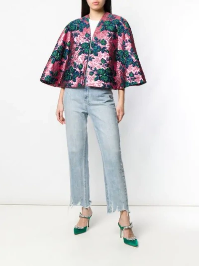 Shop Gucci Floral Brocade Jacket In Pink