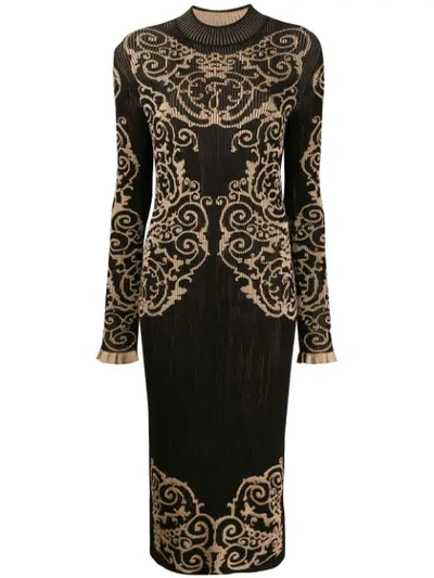 Shop Fendi Loungette Knitted Dress In Black
