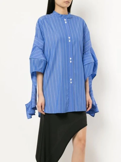 Shop Ellery Goldman Draped Shirt In Blue