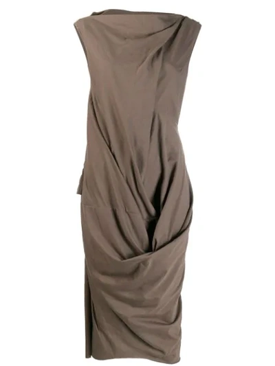 Shop Rick Owens Deconstructed Fitted Dress In Brown