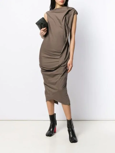 Shop Rick Owens Deconstructed Fitted Dress In Brown
