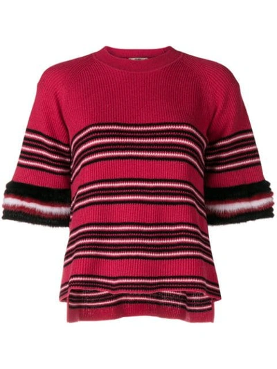Shop Fendi Striped Knitted Top - Pink