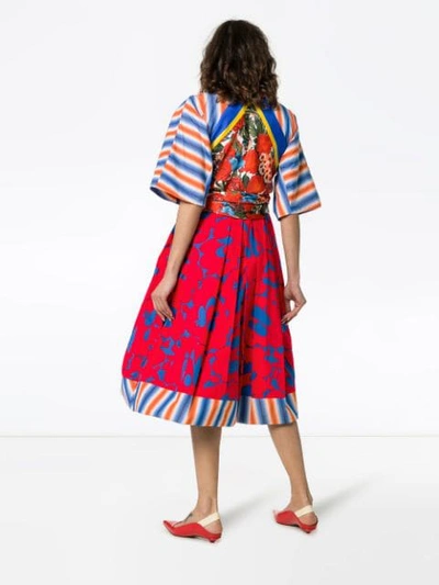 Shop Marni Stripe Floral Print Cotton Dress In Y5408
