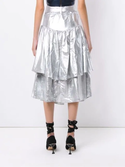 Shop Andrea Bogosian Leather Midi Skirt In Metallic