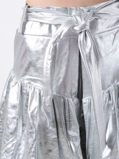 Shop Andrea Bogosian Leather Midi Skirt In Metallic