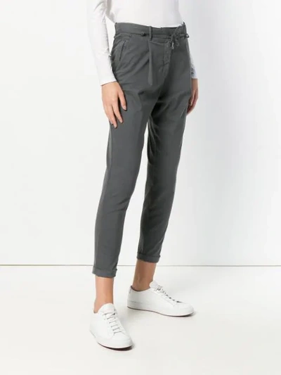 Shop Eleventy Cropped Tapered Trousers In Grey
