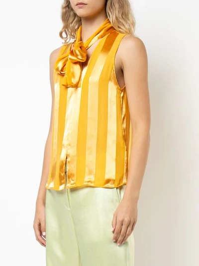 Shop Alice And Olivia Alice+olivia Pussy Bow Striped Top - Yellow