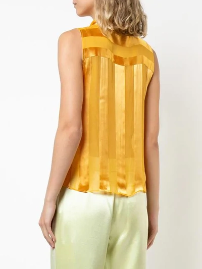 Shop Alice And Olivia Alice+olivia Pussy Bow Striped Top - Yellow