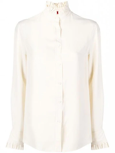 Shop The Gigi Ruffled Collar Shirt In Bianco