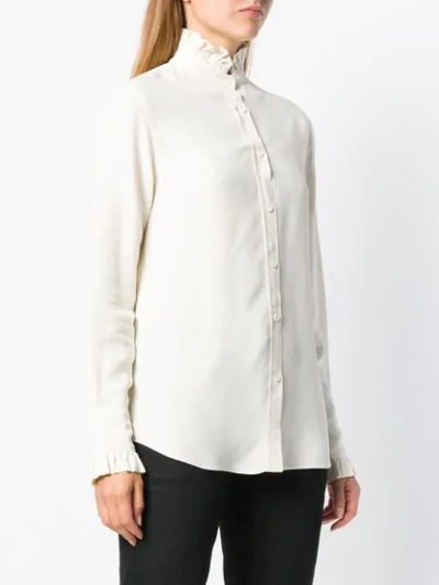 Shop The Gigi Ruffled Collar Shirt In Bianco