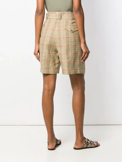 Shop Etro High Waist Plaid Shorts In Neutrals