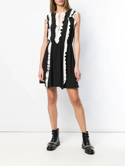 Shop Red Valentino Ruffle Trimmed Dress In Black