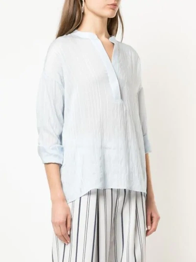 Shop Vince Striped Tunic Top In Blue