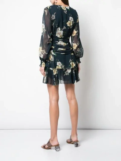 Shop Nicholas Floral Print Ruffle-trimmed Dress - Black