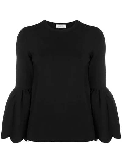 Shop Valentino Bell Sleeved Top In Black