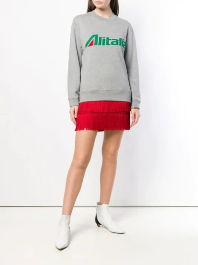Shop Alberta Ferretti Slogan Embroidered Sweater In 0473 Grey